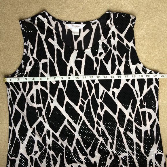 Tanjay Black White Sparkly Sleeveless Blouse PL - Picture 5 of 5
